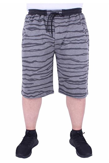 Starbattal Plus Size Men's Combed Cotton Shorts Diagonal 23601 Gray