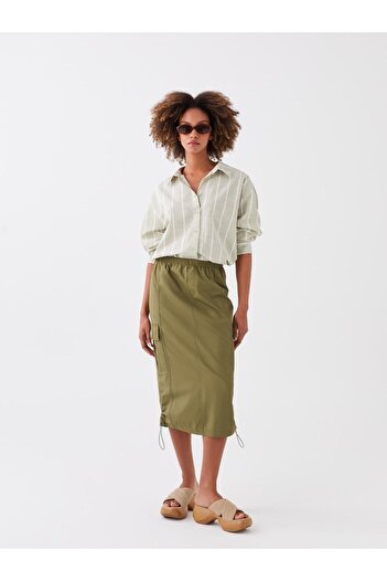 LC Waikiki Straight Poplin Women's Skirt with Elastic Waist
