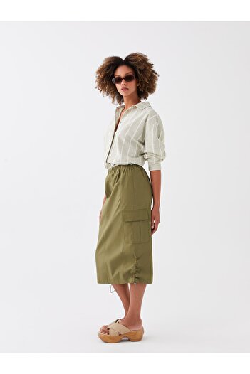 LC Waikiki Straight Poplin Women's Skirt with Elastic Waist