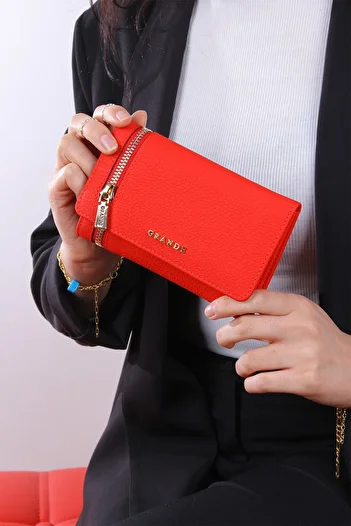 Grande 2639 Genuine Leather Women's Wallet Red