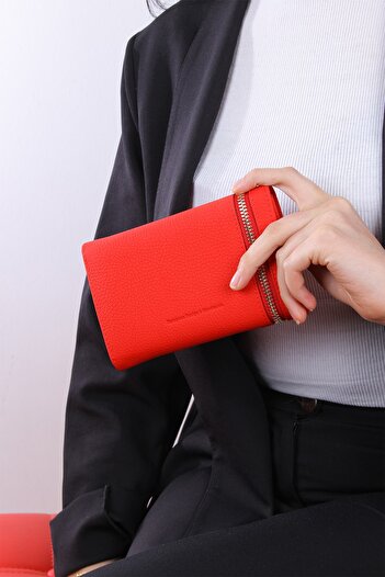 Grande 2639 Genuine Leather Women's Wallet Red