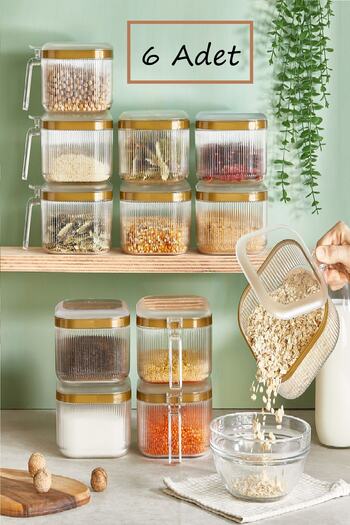 Bayev 6 Pieces Food Storage Container with Handle 2.5 Lt - Kitchen Organizer Pulses Box