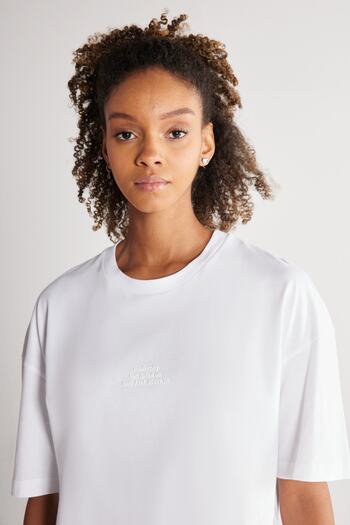 AC&Co / Altınyıldız Classics Unisex White Oversize Loose Cut Crew Neck 100% Cotton T-Shirt