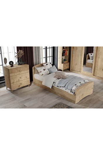 WENCE Samira Modern Genç Odası Takımı Meşe - 5 Parçalı Ve Tamamı 1. Kalite Mdf