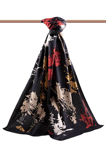 Vissona Women's Luxury Medina Silk Shawl Claret Red-1