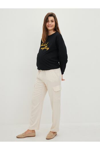 LC Waikiki Elastic Waist Standard Fit Pocket Detailed Viscose Maternity Trousers