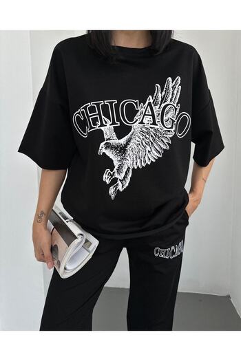 Machetta Large Size Eagle Printed Pocket Lettering Oversize Bottom Top Summer Suit