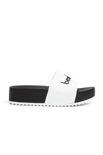 Benetton Bn-1212-3489 Μαύρες Λευκές Γυναικείες Παντόφλες