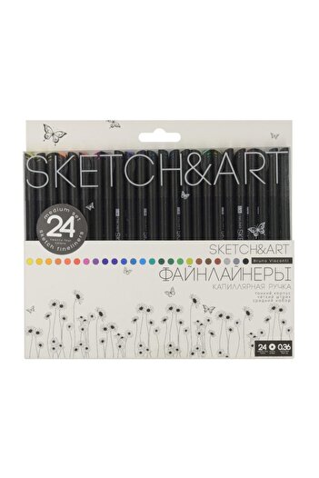 Bruno Visconti Sketch&Art Black Series 0.36 mm Fine Nib Pen. 24 Colors 36-0019