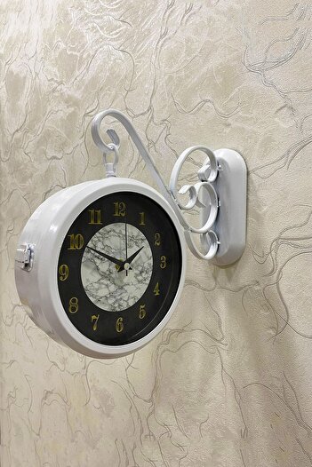 Kasva Concept 37x28 Cm Beyaz Metal Istasyon Duvar Saati