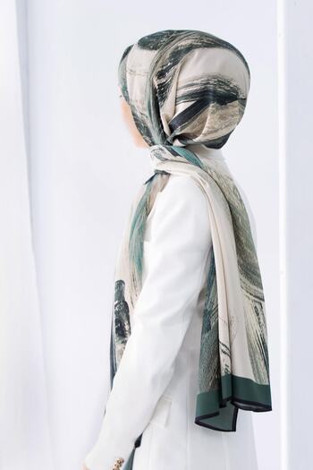 Vissona Γυναικείο Luxury Medina Silk Shawl Petrol Green