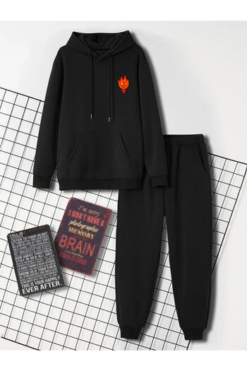 Mythologie Unisex Σετ Jogger με σχέδιο Fire - με κουκούλα, ελαστικά πόδια, συνδυασμός μεγάλου μεγέθους