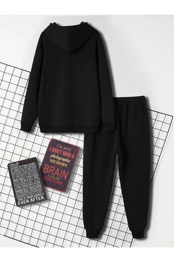 Mythologie Unisex Σετ Jogger με σχέδιο Fire - με κουκούλα, ελαστικά πόδια, συνδυασμός μεγάλου μεγέθους