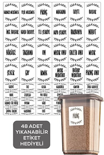 Meleni Home Set of 12 Pino Spice Rack - Labeled Square Spice Storage Container Set Anthracite 12 X 0.50 Lt with Spoon