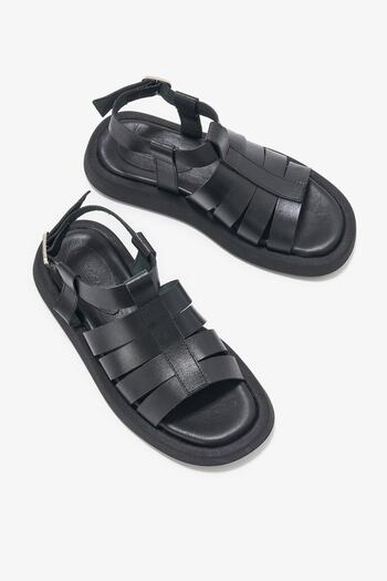 Louis Cardy Dina Black Genuine Leather Women's Sandals