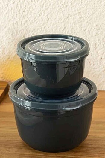 English Home Fox Plastic 2-Piece Storage Container 625 + 1200 Ml Anthracite
