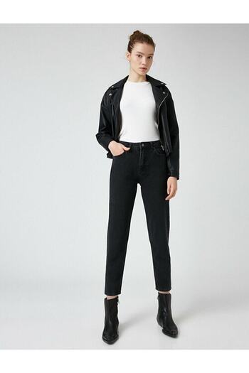 Trn JNS Mona Black Colorfast Mom Jean Γυναικείο Boyfriend Ψηλόμεσο τζιν Lycra
