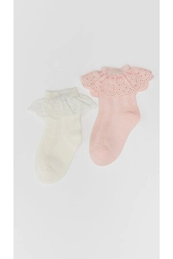 LC Waikiki Lace Detailed Baby Girl Socks 2 Pack
