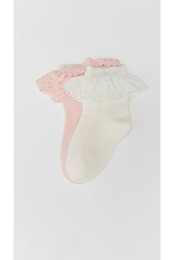 LC Waikiki Lace Detailed Baby Girl Socks 2 Pack
