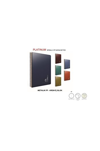 Gıpta Platinum Spiraled Metallic PP Cover 17x24 100 Sheets Checkered Notebook
