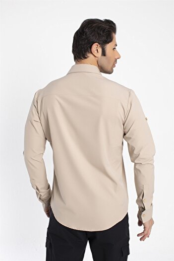 Crozwise Outdoor - Ανδρικό μπεζ αθλητικό πουκάμισο - 7132-02
