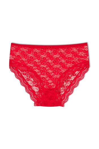 HNX Red Lace High Waist Plus Size Women's Panties