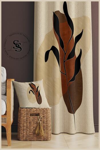 SasoHome Modern Surreal Flowers Patterned Velvet 140 X 270 Cm Quality - Digital Printed Background Curtain