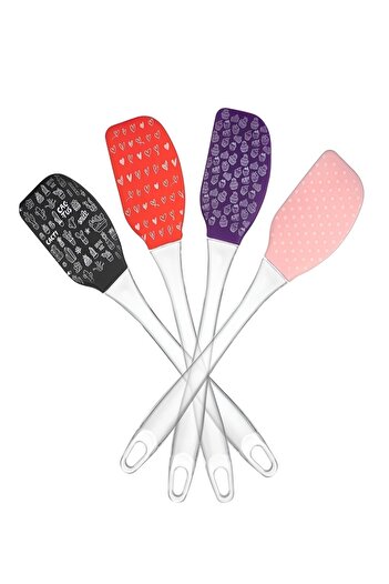 Hyd Patterned Silicone Spatula with Transparent Handle 1 Piece