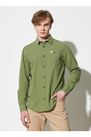 WRANGLER Shirt Collar Khaki Men's T-shirt W231042801_Long Sleeve Shirt