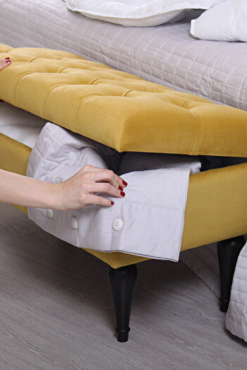 Lorencehome Maye Sandıklı Puf(SARI)