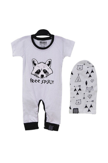 Victory Baby Raccoon Hat Jumpsuit Set 84783
