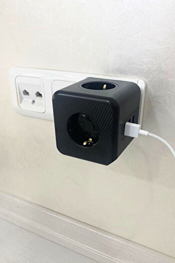 Buffer ® Isıya Dayanıklı Termal Akım Korumalı Ve Çocuk Korumalı 3 Priz Girişli 3 Usb Girişli Küp Priz