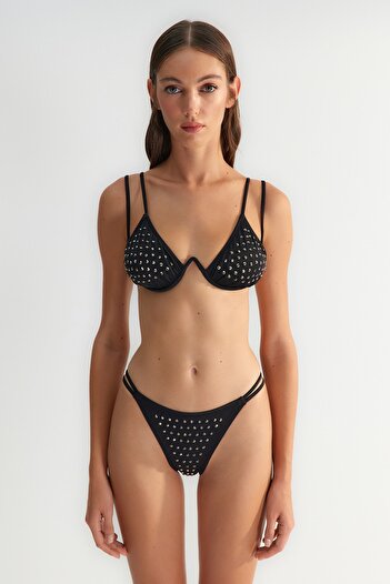 Trendyol Collection X Zeynep Tosun Black Underwire Jewelled Bikini Set TCLSS23BT00003