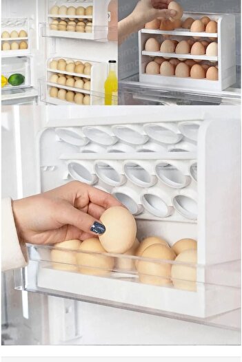 Leva House 3-Layer Egg Holder in the Refrigerator - Egg Storage Container - 30 Compartments Egg Storage Box