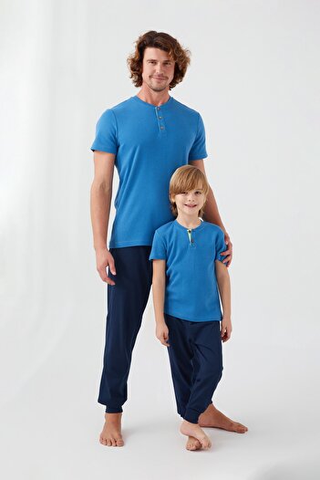 Rolypoly Dotted Father-son Short Sleeve Pajama Set