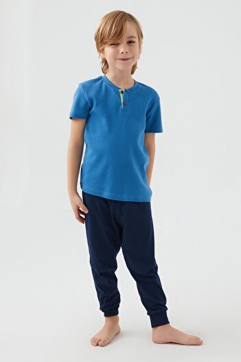 Rolypoly Dotted Father-son Short Sleeve Pajama Set