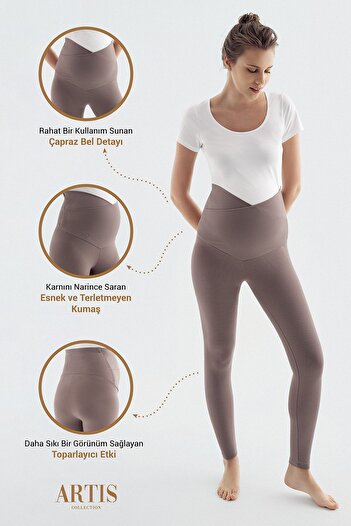 Artış Ribbed Cross High Waist Stretchy Recovery Maternity Leggings