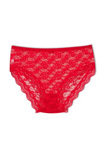 HNX Red Lace High Waist Plus Size Women's Panties