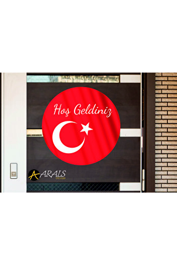 Arals Design Welcome Written Design Door Ornament with Turkish Flag UV Printing