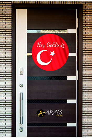 Arals Design Welcome Written Design Door Ornament with Turkish Flag UV Printing