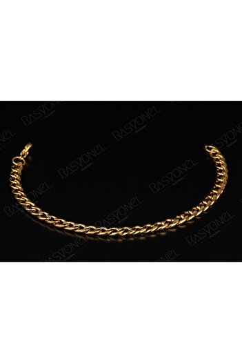 Rasyonel lazer Kadın Bileklik Paslanmaz Kararmaz Gold Renk Kombin Çelik Örgü Zincir Çelik Bileklik