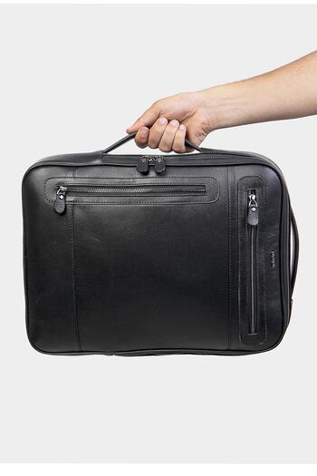 Grande 8003 Genuine Leather Laptop Briefcase and Backpack with Compartment Black