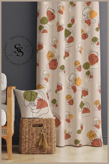 SasoHome Woman Portrait Painting Pattern Velvet 140 X 270 Cm Quality - Digital Printed Background Curtain
