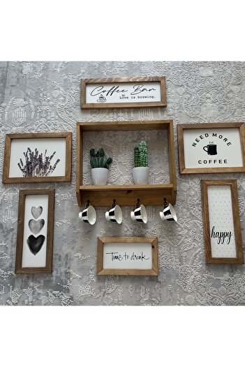 woodhomeworks Gerçek Ahşap Mutfak Dekor Tablo 7 Parça