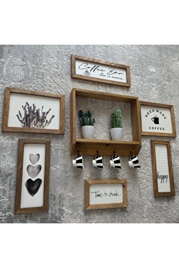 woodhomeworks Gerçek Ahşap Mutfak Dekor Tablo 7 Parça