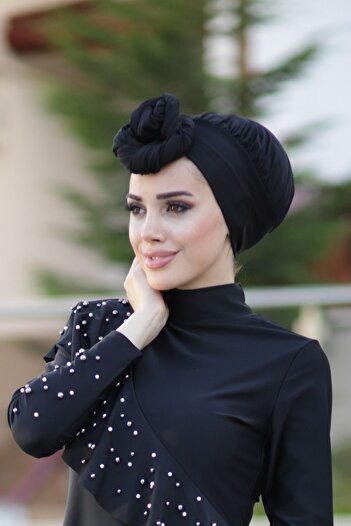Remsa Mayo Sea Pool Cap Hijab Swimsuit Cap Black Rb006