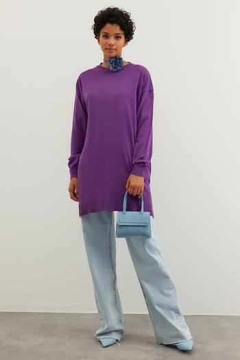 Trendyol Modest Μωβ Πλεκτό Πουλόβερ TCTAW22AK0010