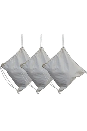 Serkan Çanta Bez Çanta Atölyesi 3 Pieces Cream Drawstring Backpack Raw Fabric