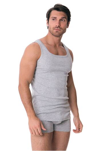 DOREA Men's Gray 2 Pieces Cotton Melange Ribbed Tank Top
