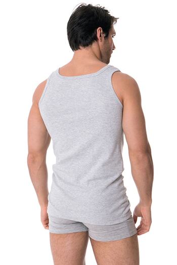 DOREA Men's Gray 2 Pieces Cotton Melange Ribbed Tank Top